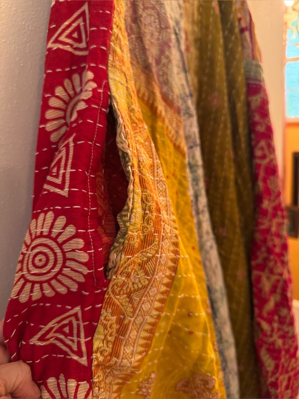 KANTHA OVERSIZED DRESS BOHO COMFY with pockets, Handmade Reversible One Size - Picture 7 of 9